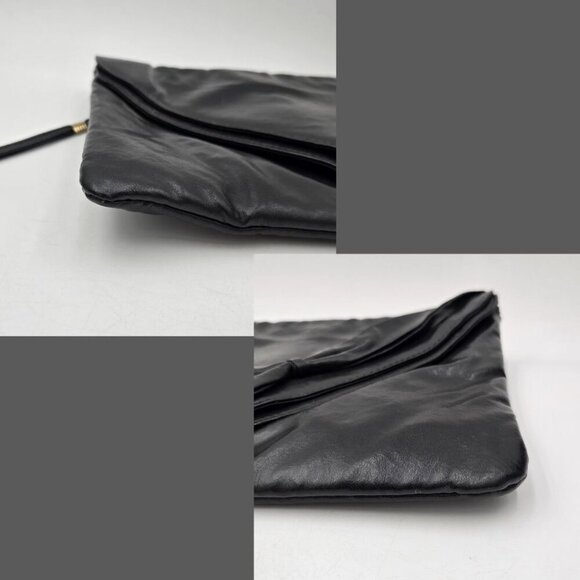 Vintage Pacific Connections Black Vegan Leather Clutch Bag w/ Bow Accent - Picture 10 of 11